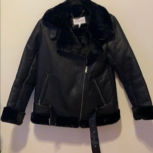 Faux fur leather Moto jacket